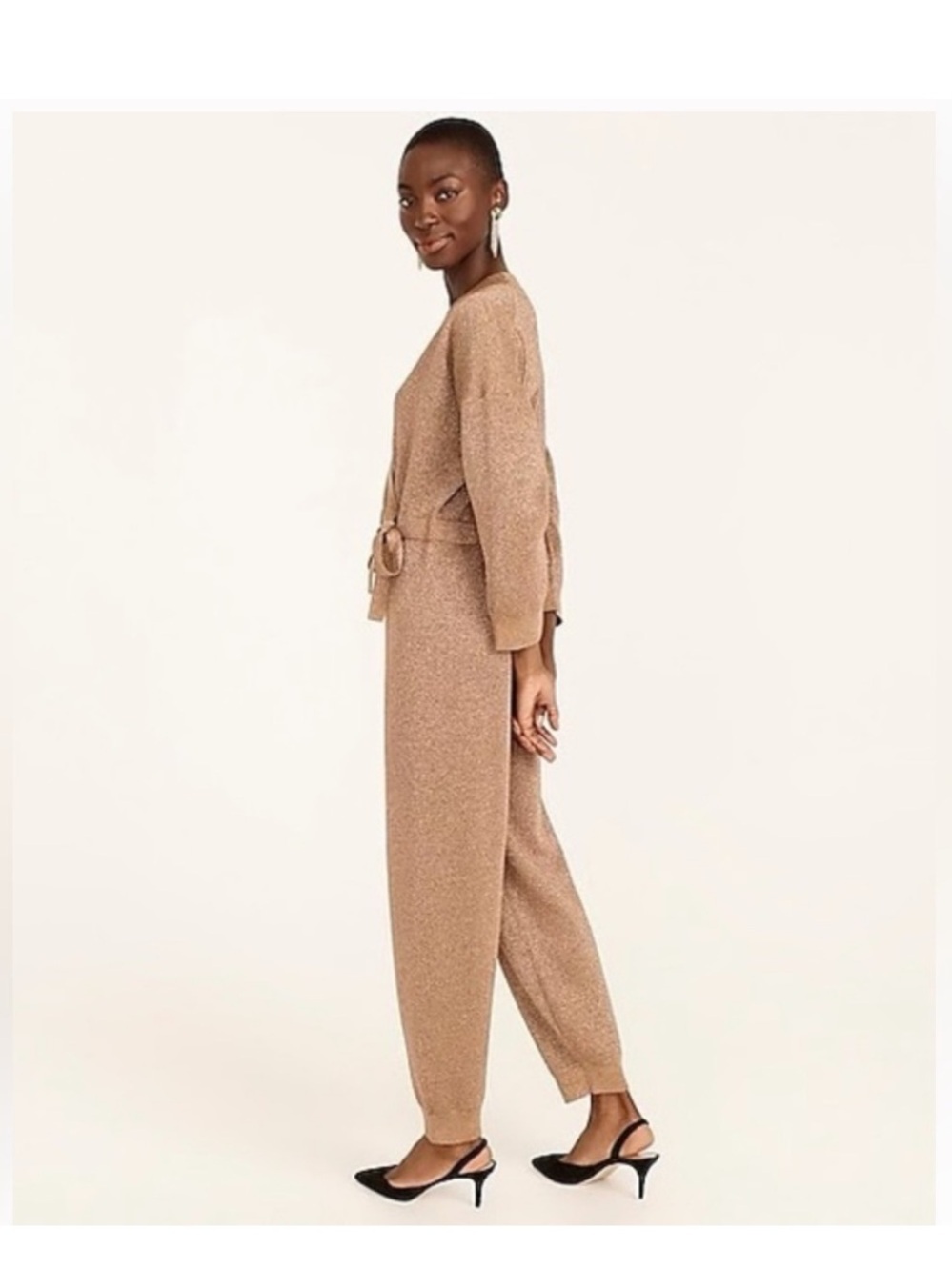 J. Crew Lurex Wrap Sweater Jumpsuit Size XS